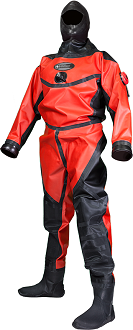 Whites Drywear Hazmat Public Safety Drysuit  | The Hazmat Public Safety Drysuit is designed with the professional Public Safety diver in mind. Countless Fire Dept.s, Sheriffs Dept.s and rescue teams have been using the Whites Hazmat for years. This suit has been designed with this diver in mind; the most popular features & options have become standard to meet the Public Safety divers needs. | Standard feature on the Whites Hazmat Public Safety drysuit, the SI Tech contaminated water exhaust valve has a dual exhaust to ensure that no contaminates enter the suit through the exhaust valve. | Authorized Whites Public Safety & Commercial Dealer | Search and Rescue equipment available at Scuba Center in Eagan, Minnesota 