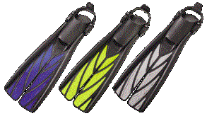 Atomic Aquatics SplitFins with Natures Wing Propeller Fin Technology | A radical new approach to diver propulsion. With the slightest kick, the split blade deflects to form a pair of wings that slice through the water with reduced drag, creating lift in the forward direction to propel you ahead. Compared to conventional fins, the SplitFin swims with less effort, stress and strain resulting in greater sustained speed, power and comfort. Independent testing has shown that this split design can significantly reduce air consumption! | Atomic Split Fins