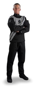 DUI FLX EXTREME Drysuits | Trilaminate material made of Polyester/Butyl Rubber/Polyester | Cordura upper body overlay and knee overlays | Black DUI Military and FLX EXTREME patch on right arm | www.dui-online.com | DUI drysuits available at our location in Eagan, Minnesota