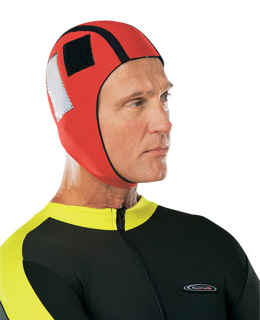 Henderson Rescue Swimmer Cap | Water Rescue pros will appreciate the warmth of this cap, but it's also a way for any diver to dramatically increase surface visibility. There's both a hook & loop patch for attaching a strobe and a set of highly reflective Solas panels for boosting viz day or night. The Gator Grip hook & loop chin strap securely anchors the cap so that it won't slide, even during active swimming. This wetsuit has been chosen for use as replacement and original issue by the USCG ( U.S. Coast Guard ) Helicopter Rescue Swimmer Program. | # CGH30V | Made in the USA