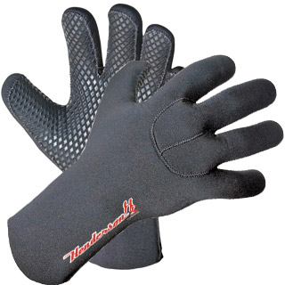 Henderson Rescue Swimmer Gloves | Dexterity of the hands is critical in any rescue situation, and Henderson has combined the insulation of 5mm neoprene with the flex of Hyperstretch to keep hands warm and nimble. A durable, high-grip palm offers a sure-hold on a wide range of surfaces in all weather conditions. This wetsuit has been chosen for use as replacement and original issue by the USCG ( U.S. Coast Guard ) Helicopter Rescue Swimmer Program. | CGG50N | DG50N | Water rescue gloves made in the USA