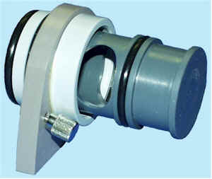 Sartek SBV-1 Surface Breathing Vent -- The SBV-1 is designed for divers utilizing an Interspiro AGA full-face mask. It is perfect for public safety divers that dress en route to a call. A diver can arrive fully dressed, AGA mask on, ready to enter the water. Backup divers can maintain a ready position with the mask on, instead of placing the mask on only in the event of an emergency. This reduces the possibility of a backup diver rushing and placing the mask on improperly, wasting precious time during a life-or-death situation. For instructors, the SBV-1 saves time and energy by allowing them to talk through the vent and not having to remove their mask. -- Popular for many Public Safety Diving, SAR, Commercial Diving, and Military applications. -- Photo: Sartek