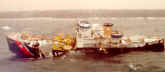 USCGC Mesquite (WLB 305) - - Location: 110 feet of water in Keystone Bay, Keweenaw Underwater Preserve, MI - - The USCGC Mesquite (WLB 305) ran aground December 4, 1989 off of Keweenaw Point, MI.  The Mesquite was later salvaged and sunk in 110 feet of water in Keystone Bay, Keweenaw Underwater Preserve, near Copper Harbor, MI. - - Lake Superior Wreck Diving - - Photo: USCG