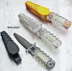SeaSoft Watermark "Nite-Edge" Dive Knife | The Watermark "Nite Edge" is unique in every way and it starts with the easy grip handle that GLOWS in the dark. | www.seasoftscuba.com