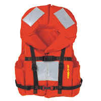 Stearns 6000 Merchant Mate II PFD | Encircling body belt, chest strap, chest adjusters for improved flotation angle. Soft, comfortable flotation foam. Hinged back panel for extra head support. Heavy-duty nylon shell and lining. Reflective panels for visibility. USCG approved Type I PFD | Stearns Industrial PFDs
