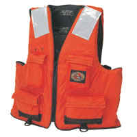 Stearns I422 First Mate PFD -- Quality and value in a popular, four-pocket style. Soft, comfortable flotation foam with a contoured cut. Quick-adjust side tabs. Hook and loop closure on pockets: Reflective panels. USCG approved Type III PFD -- Stearns Industrial