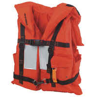 Stearns I600 Deluxe Merchant Mate II PFD | Features USCG approved whistle with pocket for whistle and light storage. Special opening on back to accommodate most brands of fall protection harnesses.