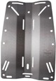 Highland Millworks Stainless Steel Backplate | The classic stainless steel backplate has been a long-time favorite of wreck divers and cave divers alike. Give your harness a solid foundation and build from there. Classic deep-draw profile provides maximum contact area with your tanks and optimizes stability. Gets the tanks in tighter than any other configuration. Standard 11" centers with elongated lower hole to account for up to 7mm of misalignment (of the band bolts on your friend’s tanks). Utility holes each side and two 1" slots in the base for possible lift bag locating. | Technical Diving Harness Hardware